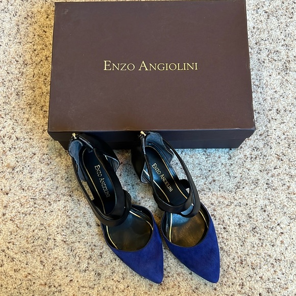 Enzo Angiolini Eacoadi Blue Suede Heels - Picture 2 of 13
